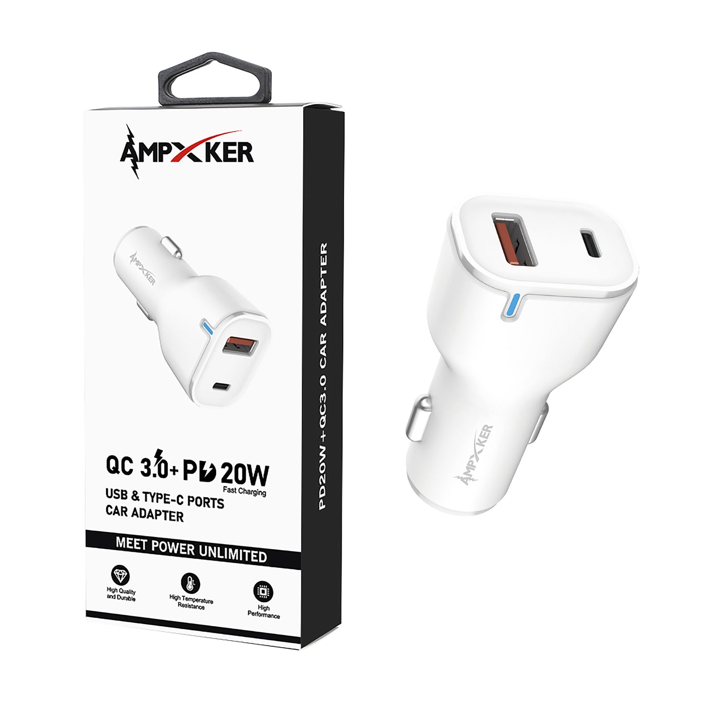 AMPXKER 20W Dual Port Car Charger