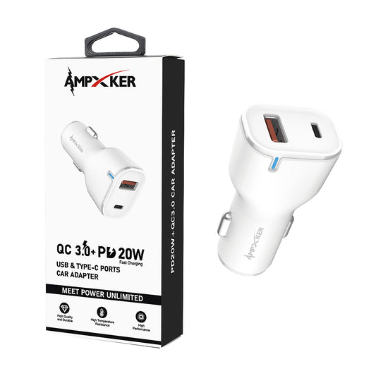AMPXKER 20W Dual Port Car Charger