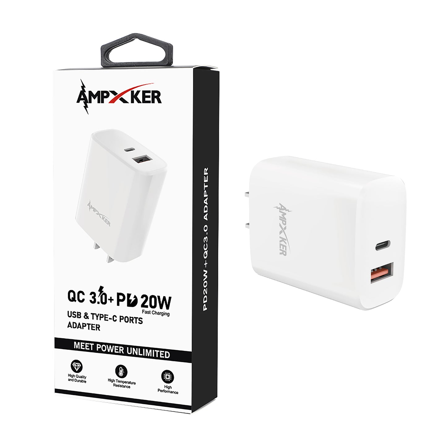 AMPXKER Dual-Port 20W Fast Charger