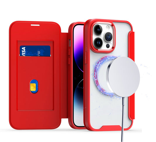 iPhone 15 Magnetic Flap Wallet Case