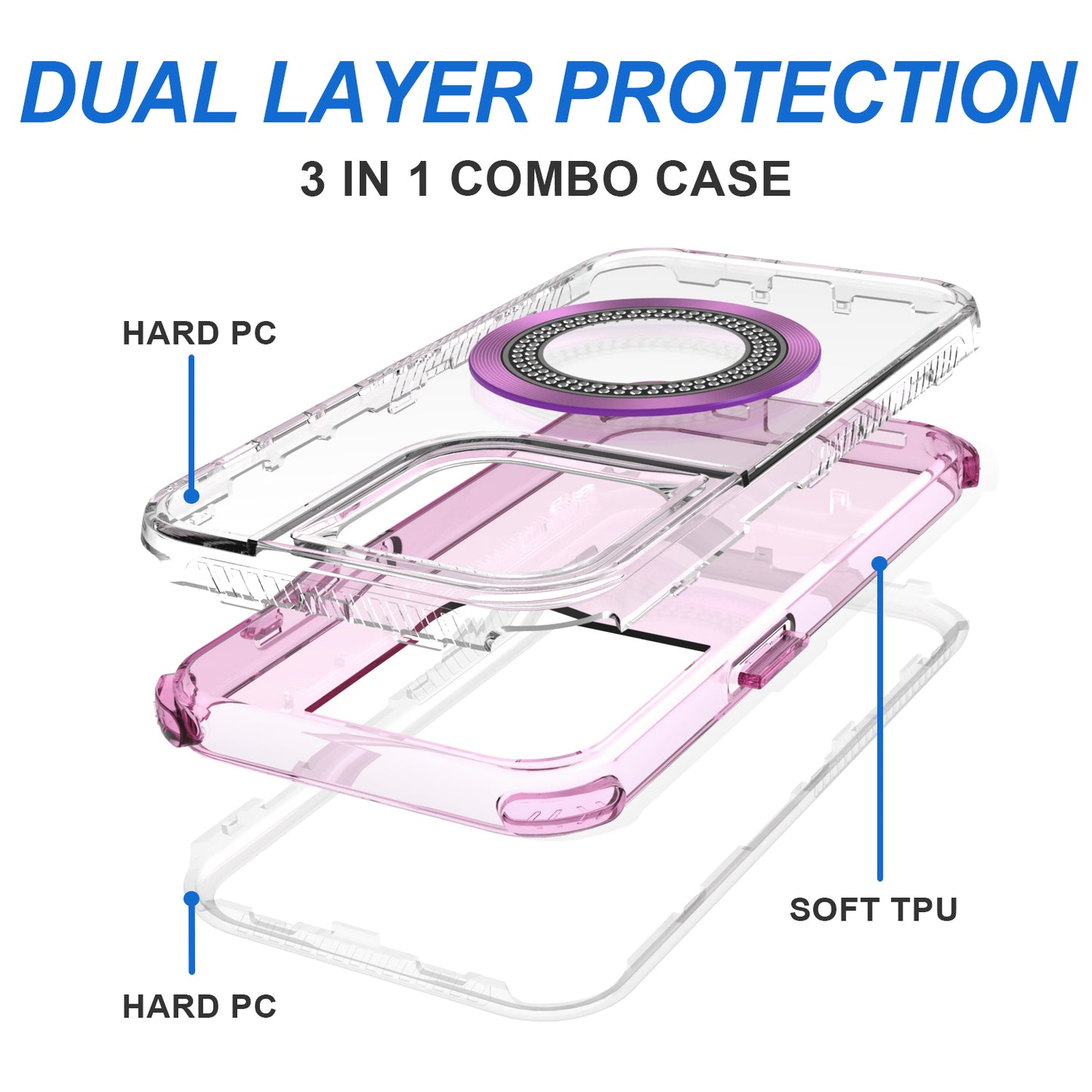 iPhone 14 Pro Max Bling Magnetic Ring Case