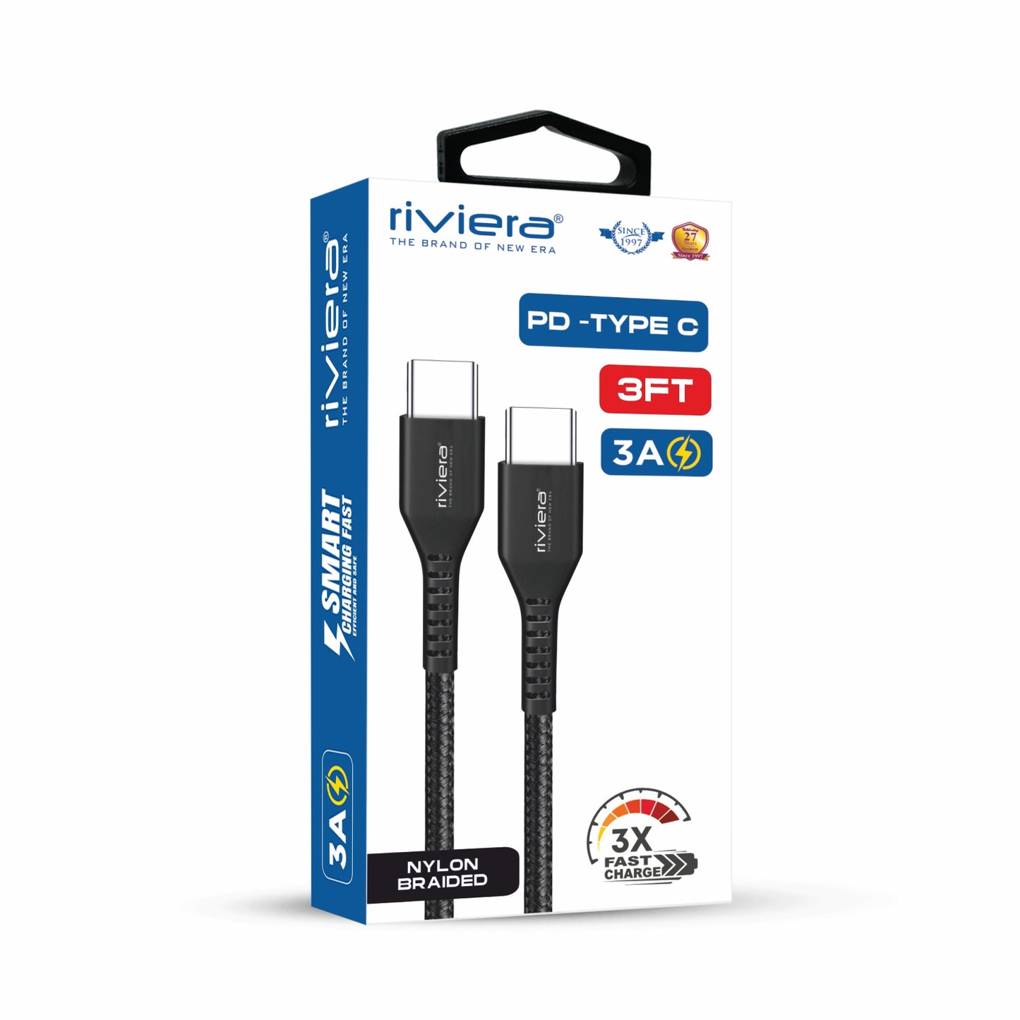 Riviera 3FT Fast Charging Cable – Type-C to Type-C (PD)