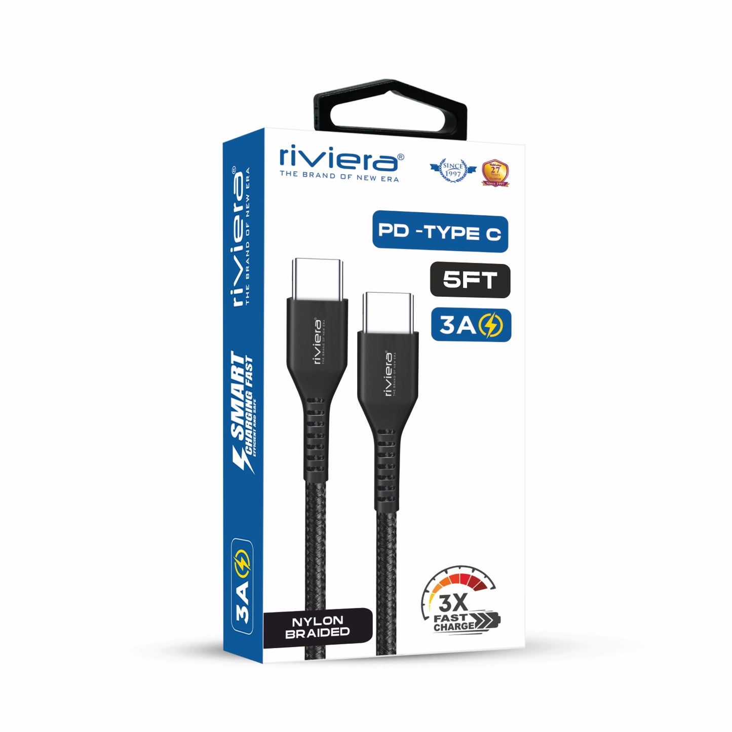 Riviera 5FT Fast Charging Cable – Type-C to Type-C (PD)