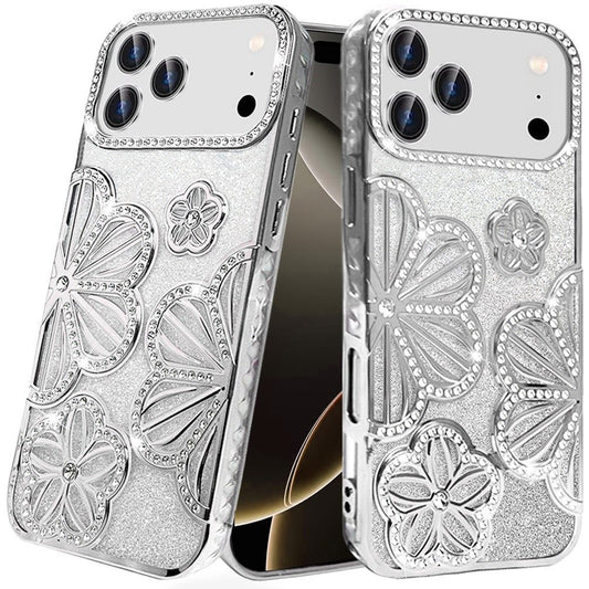 iPhone 17 Pro Max Shimmer Glitter Floral Case
