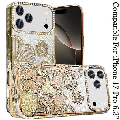 iPhone 17 Pro Shimmer Floral Glitter Case