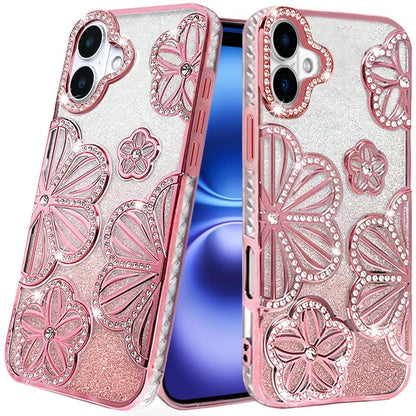 iPhone 17 Shimmer Floral Glitter Case