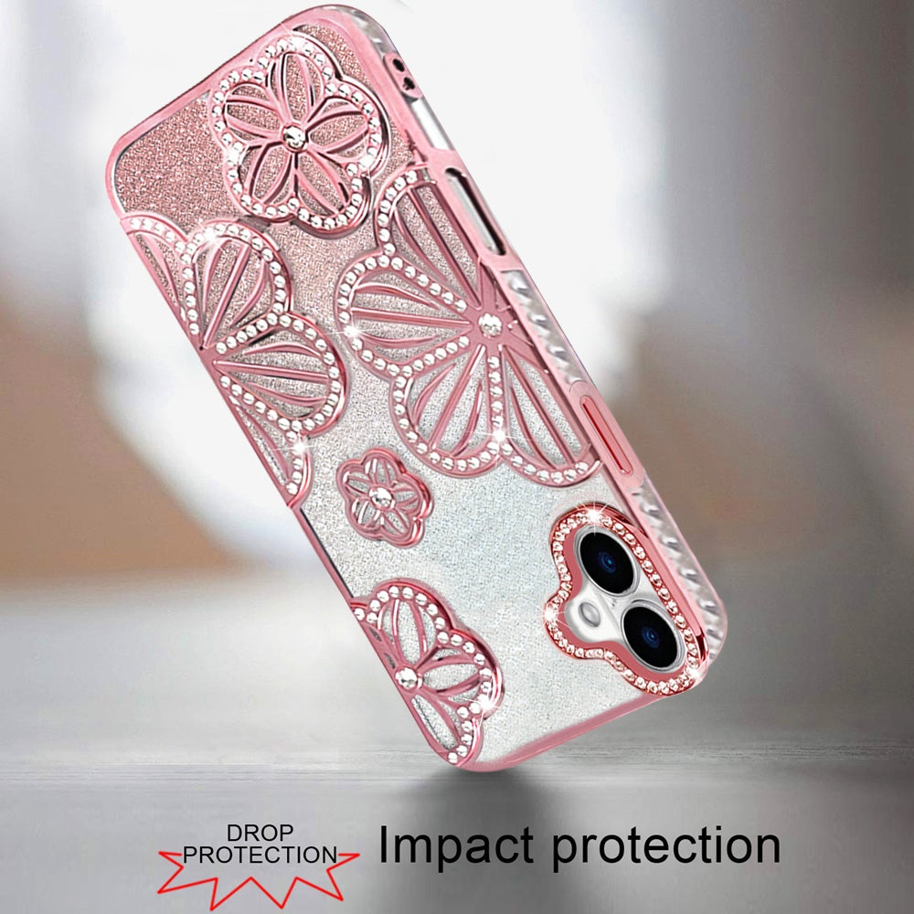 iPhone 17 Shimmer Floral Glitter Case