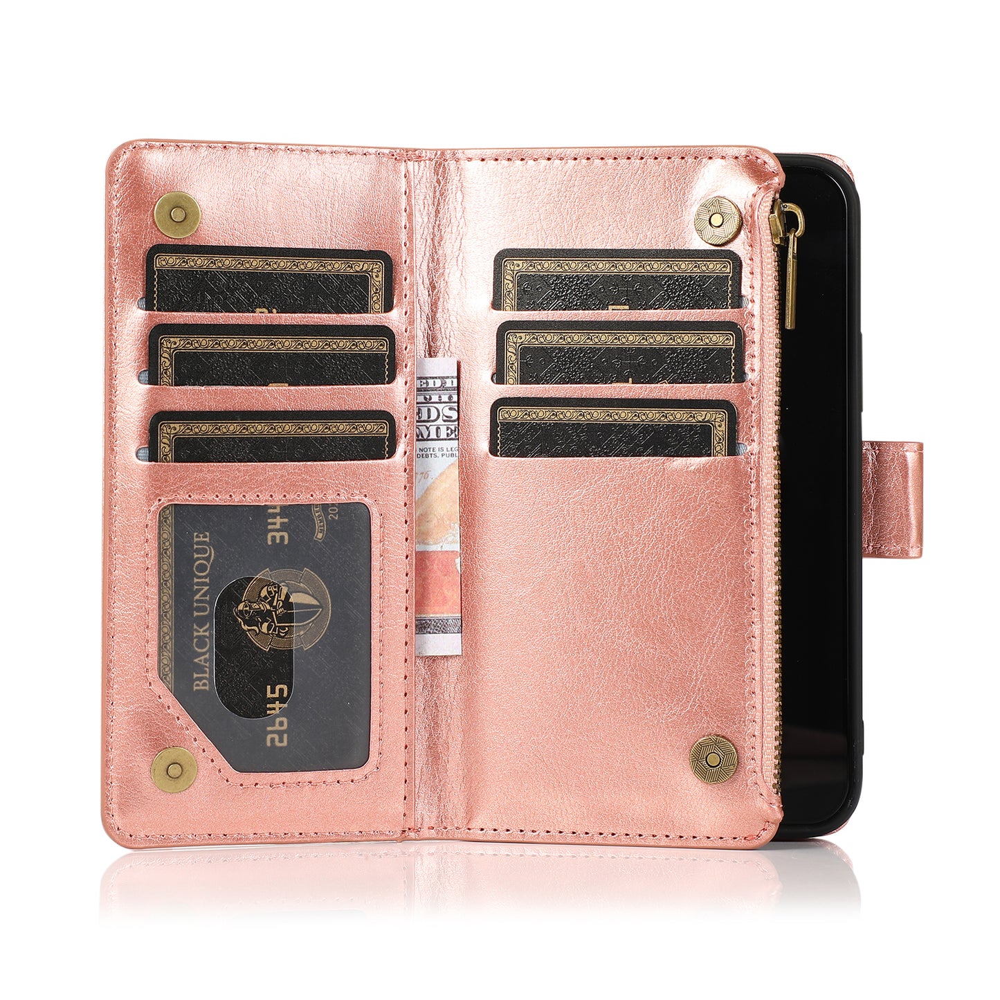 iPhone 15 Pro Luxury Wallet Zipper Case